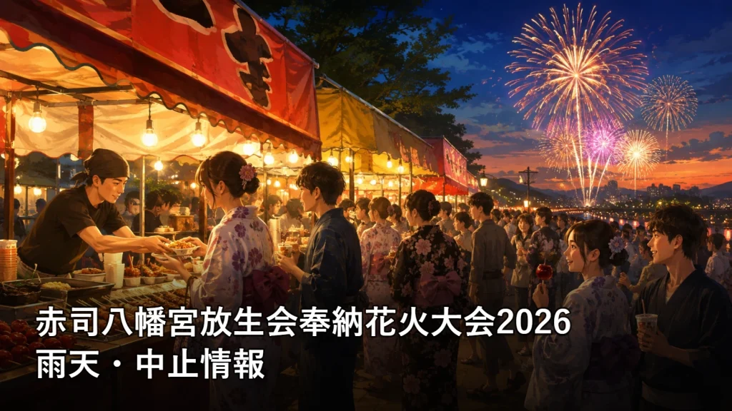 赤司八幡宮放生会奉納花火大会2026の雨天・中止情報を紹介する画像