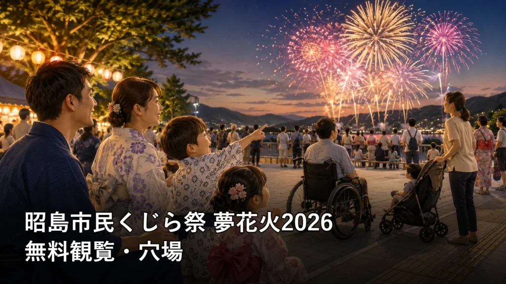 昭島市民くじら祭 夢花火2026の無料観覧・穴場を紹介する画像