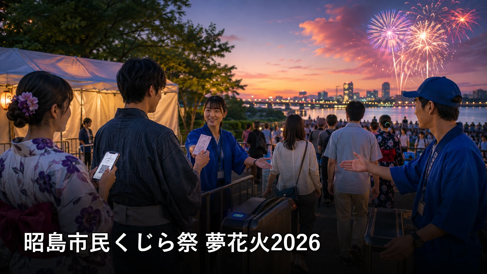 昭島市民くじら祭 夢花火2026の開催情報・観覧場所・アクセスを紹介するアイキャッチ画像