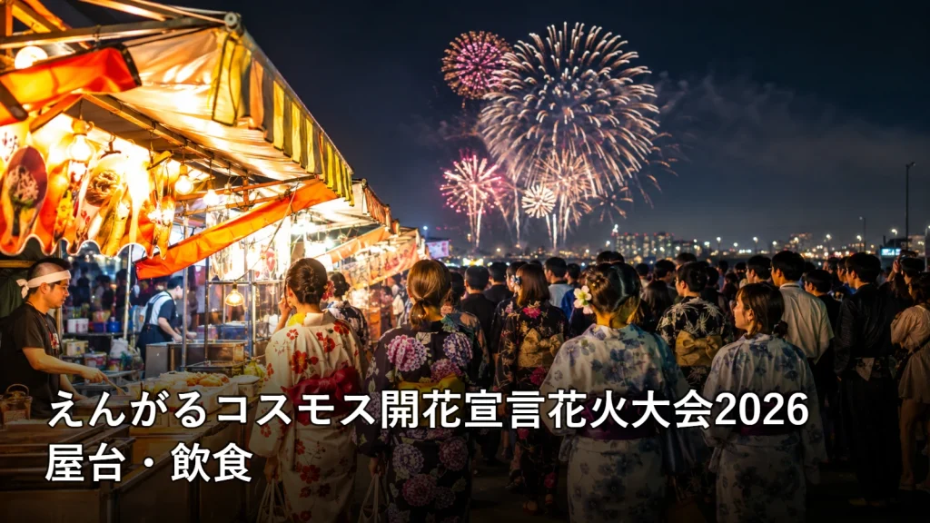 えんがるコスモス開花宣言花火大会2026の屋台・飲食を紹介する画像