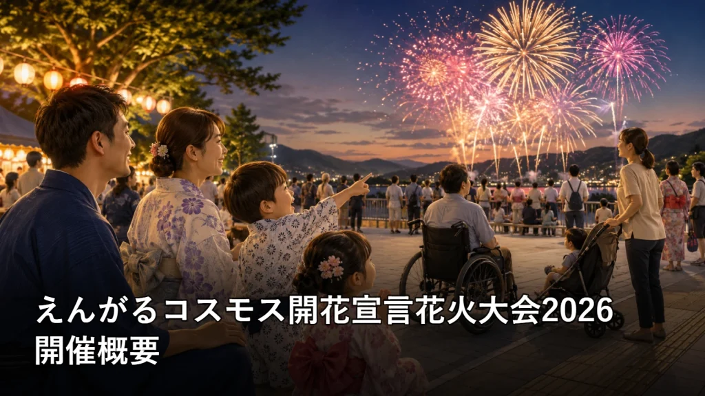 えんがるコスモス開花宣言花火大会2026の開催概要を紹介する画像