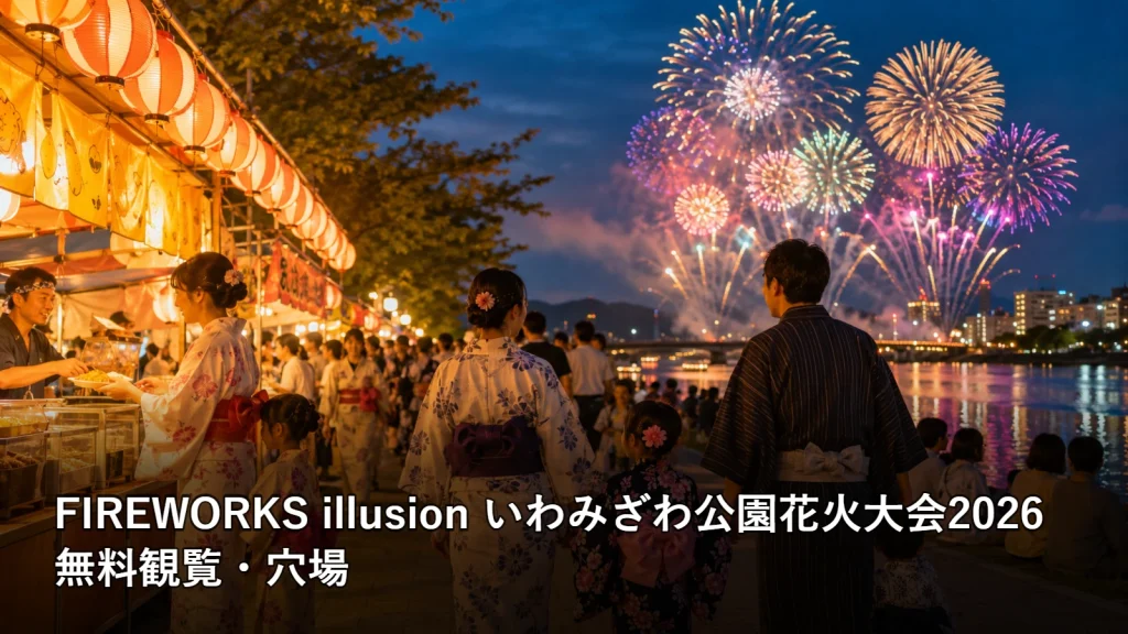 FIREWORKS illusion いわみざわ公園花火大会2026の無料観覧・穴場を紹介する画像
