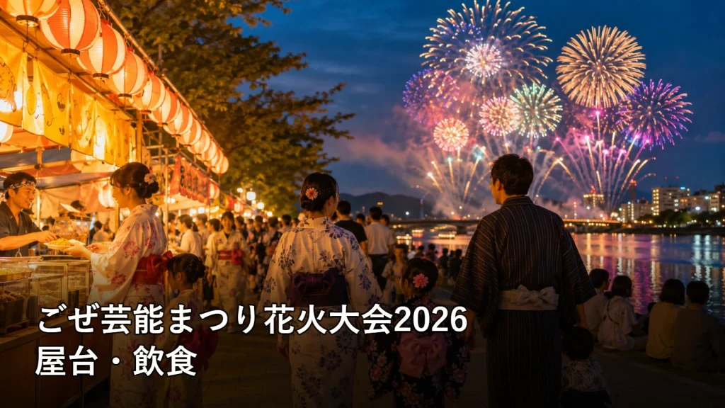 ごぜ芸能まつり花火大会2026の屋台・飲食を紹介する画像