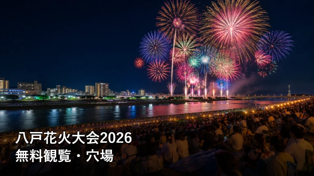 八戸花火大会2026の無料観覧・穴場を紹介する画像