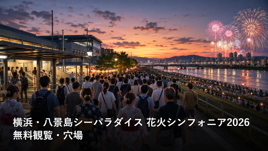 横浜・八景島シーパラダイス 花火シンフォニア2026の無料観覧・穴場を紹介する画像