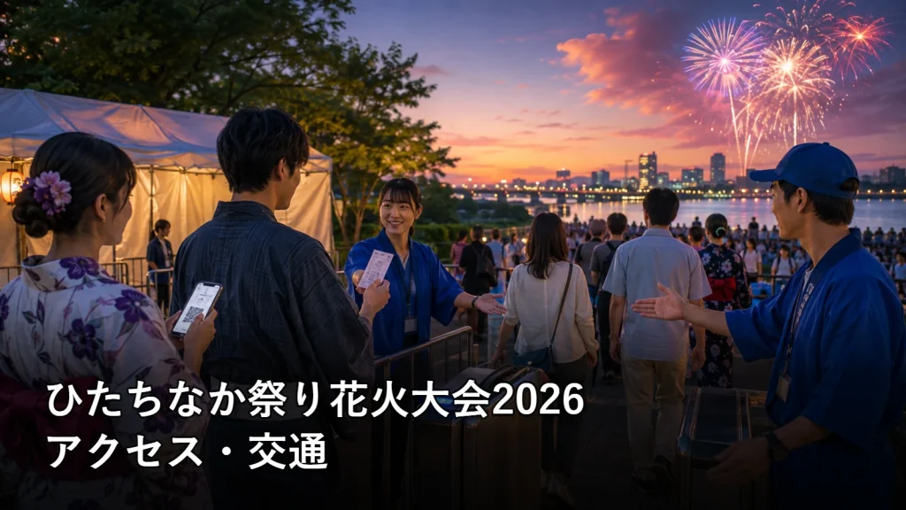 ひたちなか祭り花火大会2026のアクセス・交通を紹介する画像