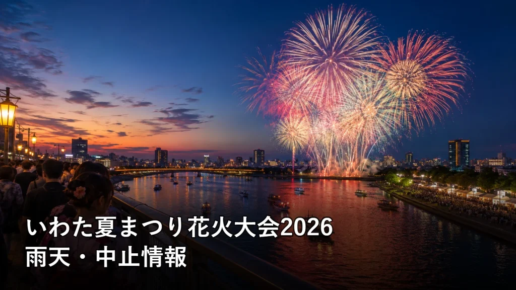 いわた夏まつり花火大会2026の雨天・中止情報を紹介する画像