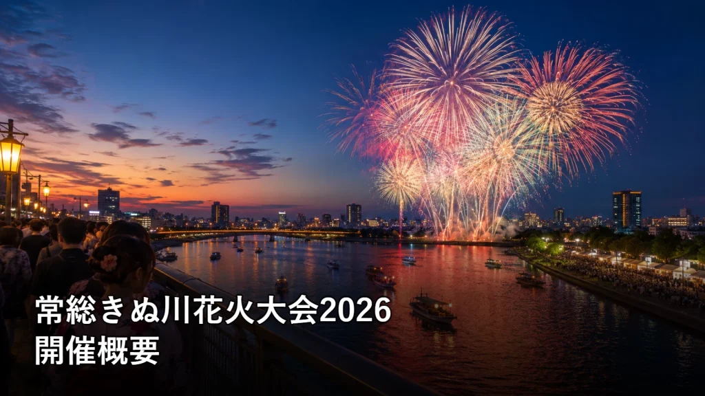 常総きぬ川花火大会2026の開催概要を紹介する画像