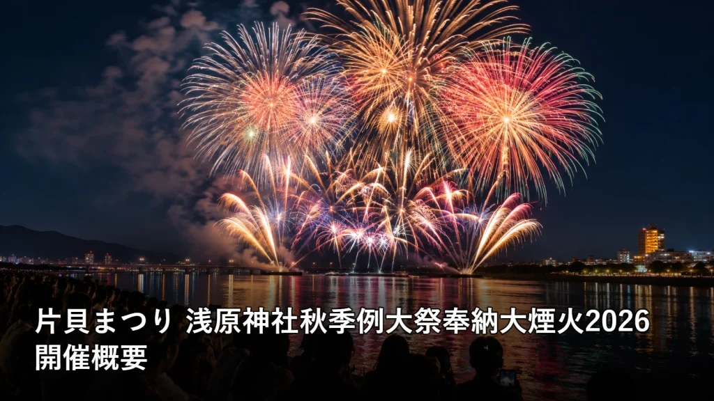 片貝まつり 浅原神社秋季例大祭奉納大煙火2026の開催概要を紹介する画像