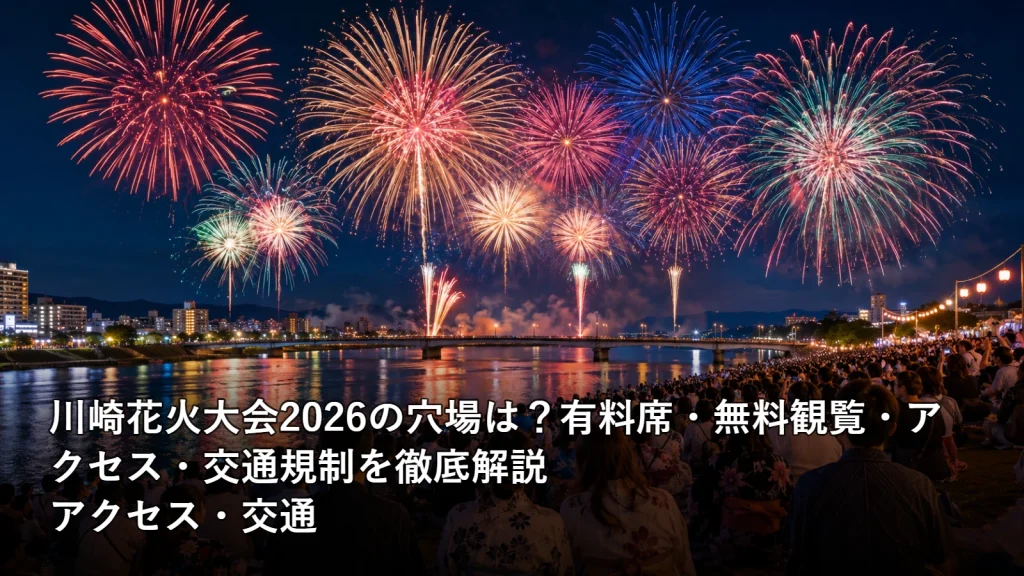 川崎花火大会2026の穴場は?有料席・無料観覧・アクセス・交通規制を徹底解説のアクセス・交通を紹介する画像
