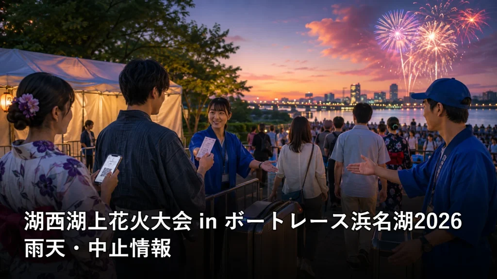 湖西湖上花火大会 in ボートレース浜名湖2026の雨天・中止情報を紹介する画像