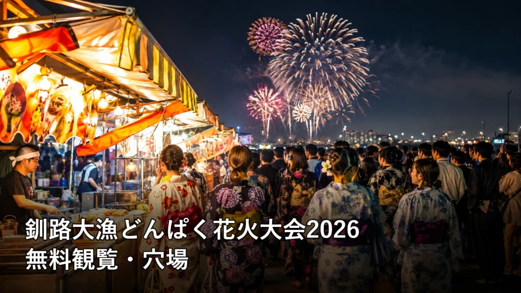 釧路大漁どんぱく花火大会2026の無料観覧・穴場を紹介する画像