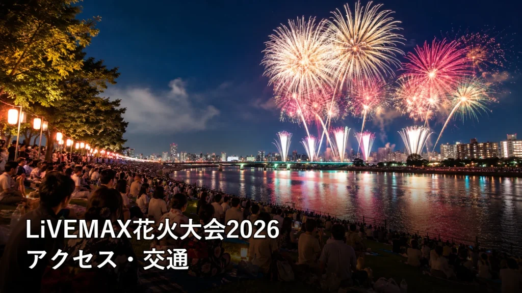 LiVEMAX花火大会2026のアクセス・交通を紹介する画像