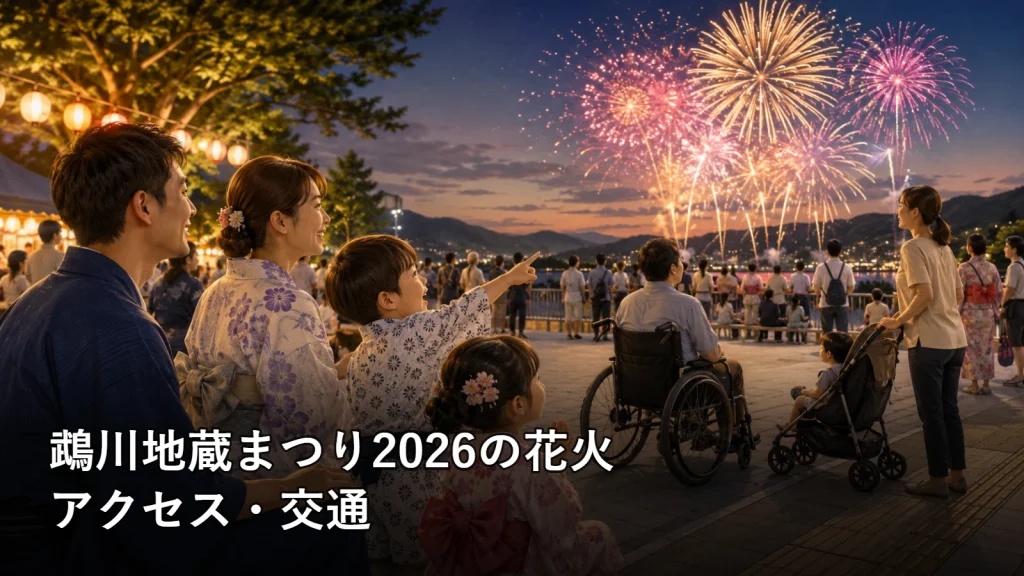 鵡川地蔵まつり2026の花火のアクセス・交通を紹介する画像