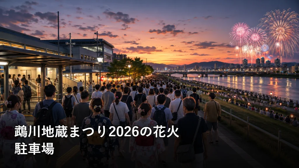 鵡川地蔵まつり2026の花火の駐車場を紹介する画像
