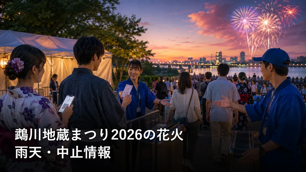 鵡川地蔵まつり2026の花火の雨天・中止情報を紹介する画像