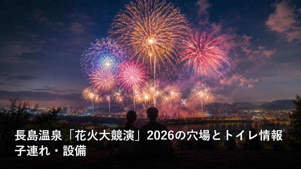 長島温泉「花火大競演」2026の穴場とトイレ情報の子連れ・設備を紹介する画像