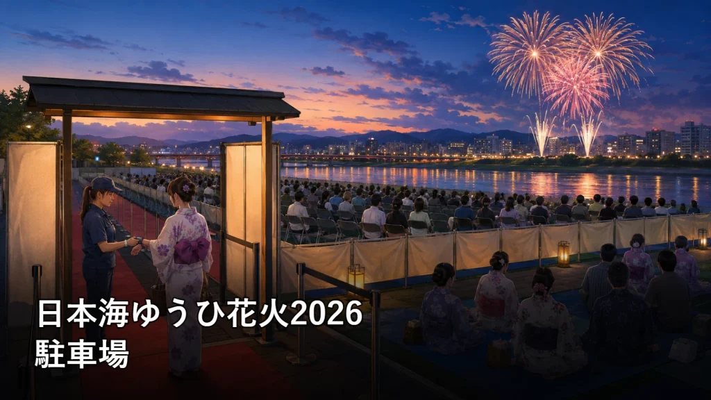 日本海ゆうひ花火2026の駐車場を紹介する画像