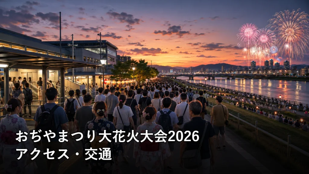 おぢやまつり大花火大会2026のアクセス・交通を紹介する画像