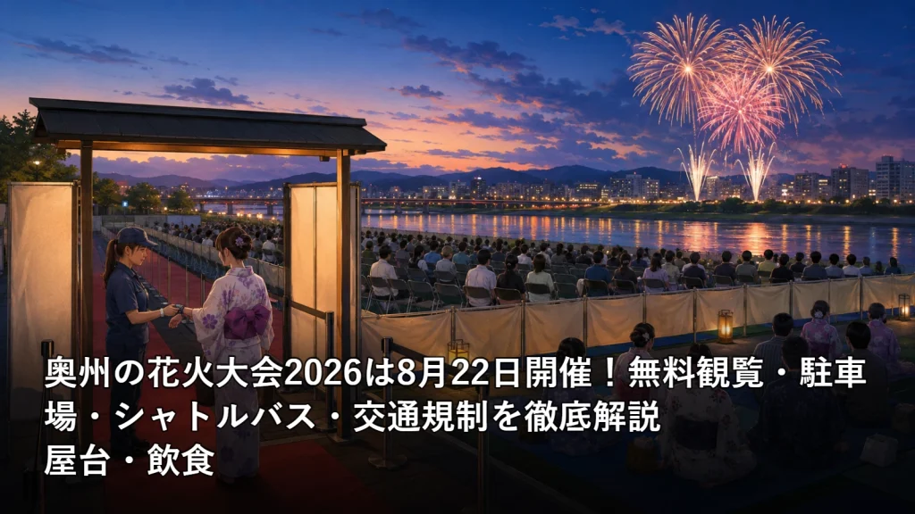 奥州の花火大会2026は8月22日開催!無料観覧・駐車場・シャトルバス・交通規制を徹底解説の屋台・飲食を紹介する画像