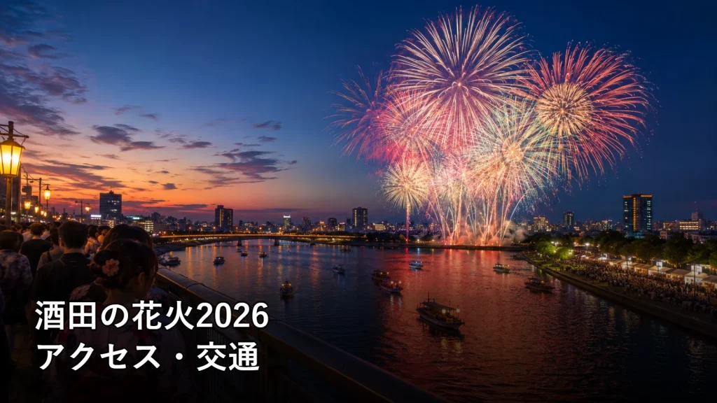 酒田の花火2026のアクセス・交通を紹介する画像