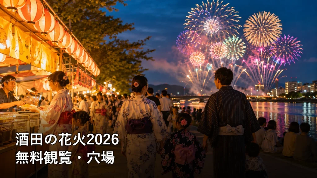 酒田の花火2026の無料観覧・穴場を紹介する画像