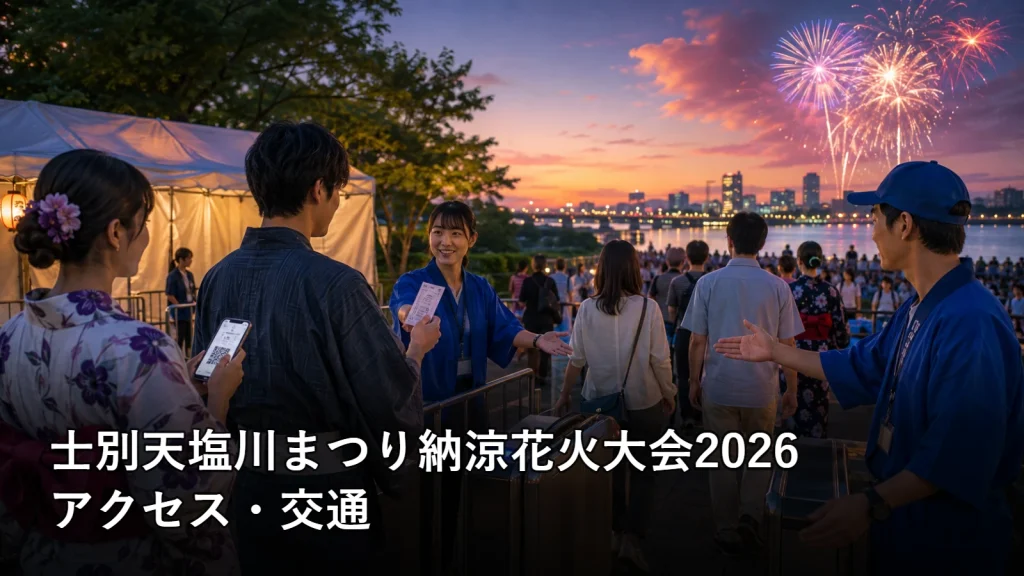 士別天塩川まつり納涼花火大会2026のアクセス・交通を紹介する画像