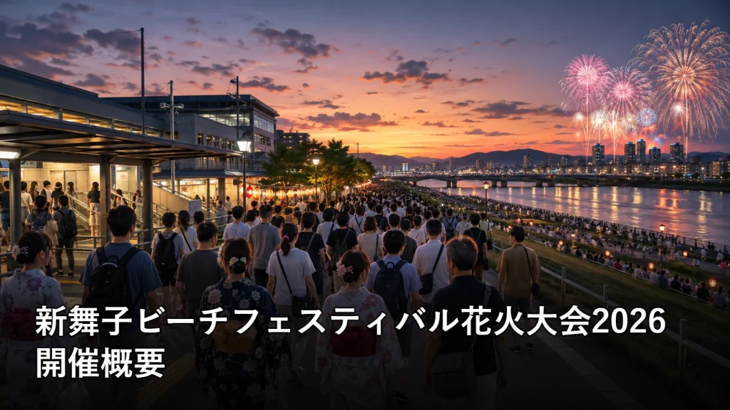 新舞子ビーチフェスティバル花火大会2026の開催概要を紹介する画像