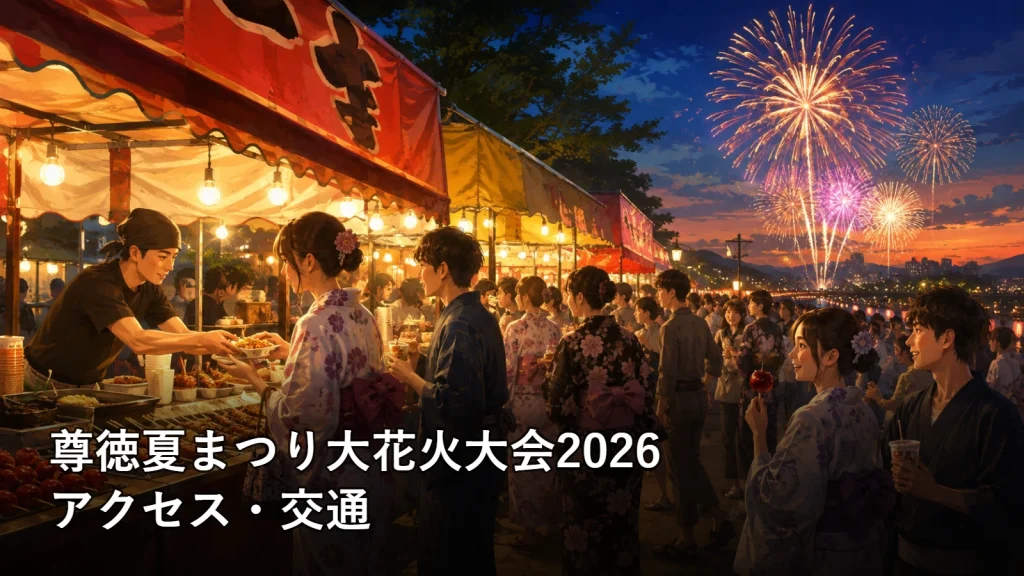 尊徳夏まつり大花火大会2026のアクセス・交通を紹介する画像