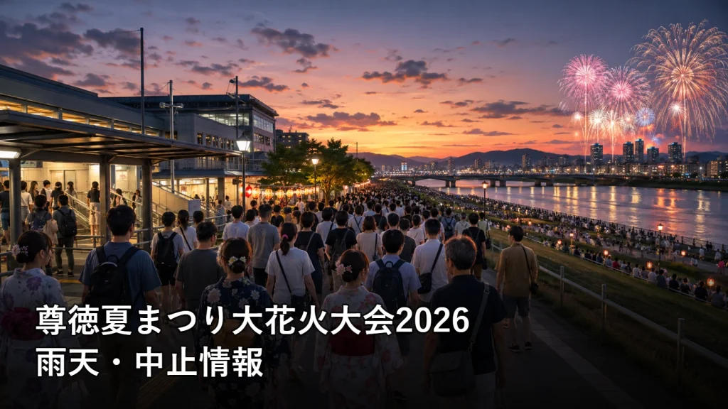 尊徳夏まつり大花火大会2026の雨天・中止情報を紹介する画像
