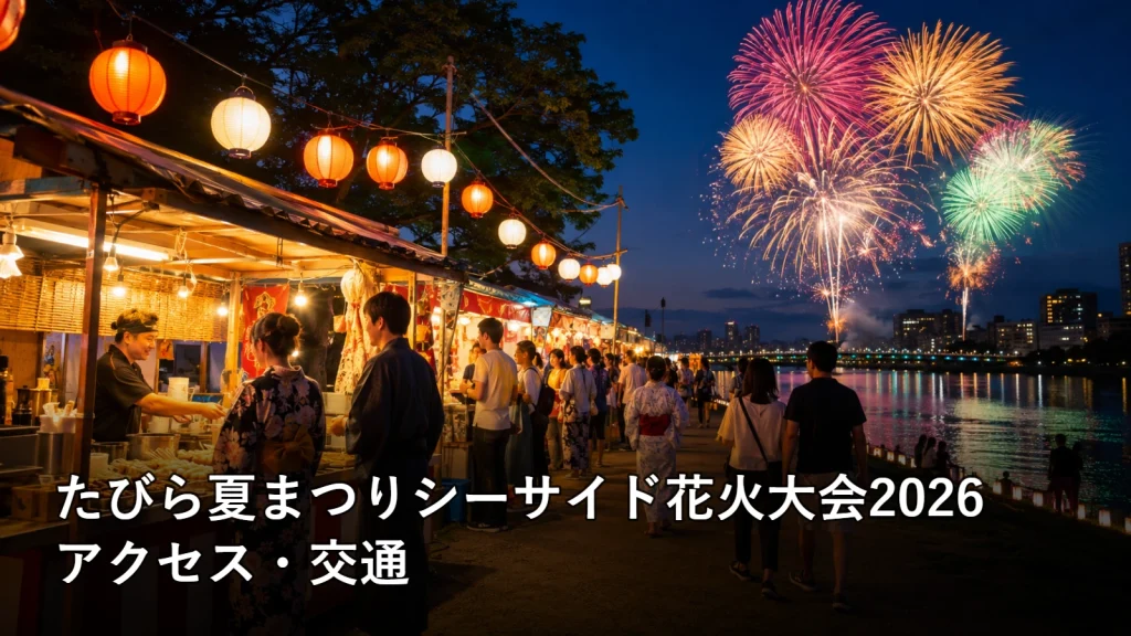たびら夏まつりシーサイド花火大会2026のアクセス・交通を紹介する画像