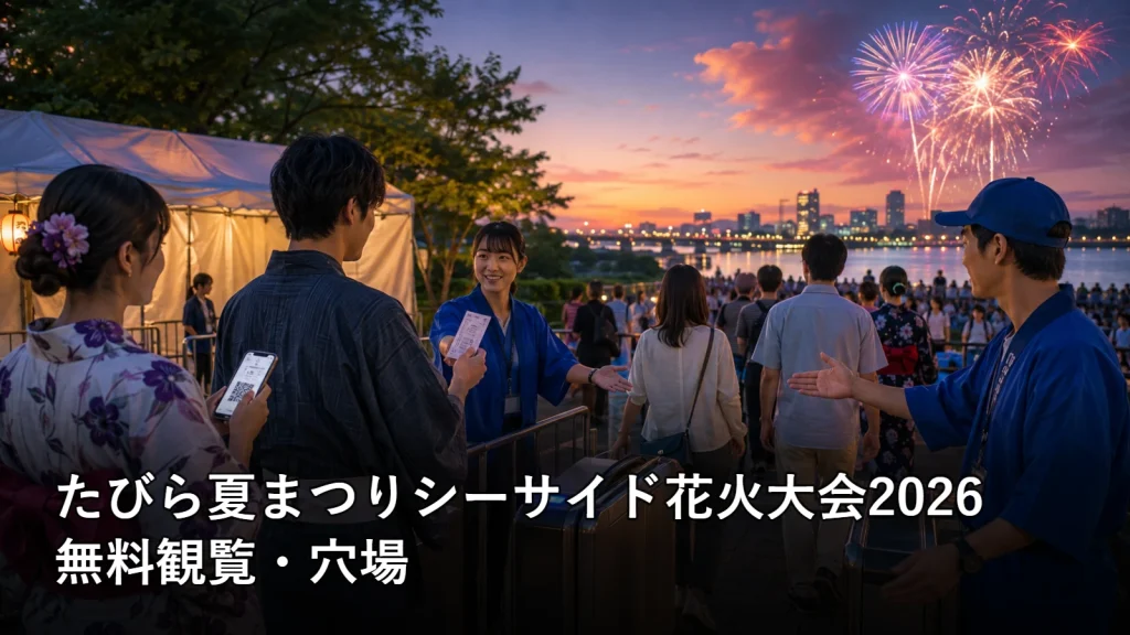 たびら夏まつりシーサイド花火大会2026の無料観覧・穴場を紹介する画像