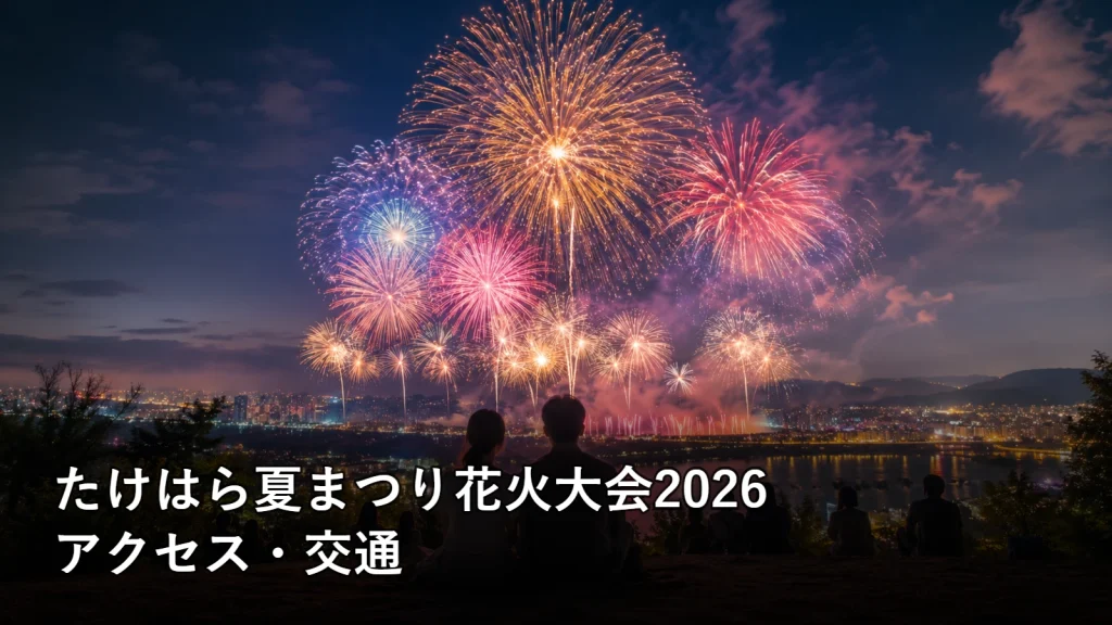 たけはら夏まつり花火大会2026のアクセス・交通を紹介する画像