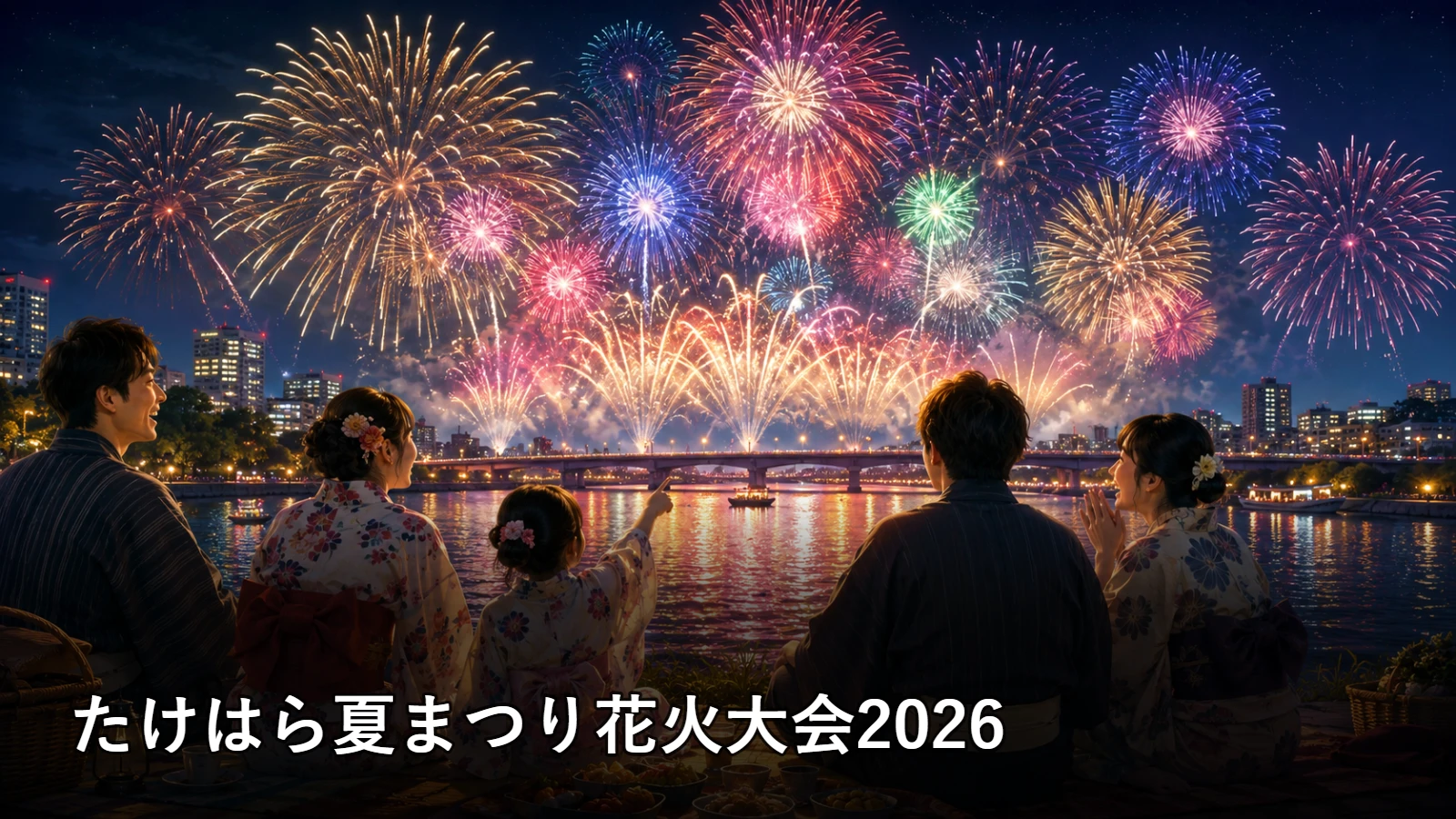 たけはら夏まつり花火大会2026の開催情報・観覧場所・アクセスを紹介するアイキャッチ画像