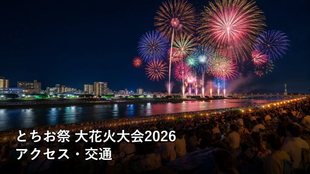 とちお祭 大花火大会2026のアクセス・交通を紹介する画像