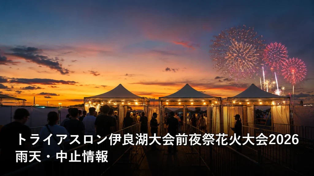 トライアスロン伊良湖大会前夜祭花火大会2026の雨天・中止情報を紹介する画像