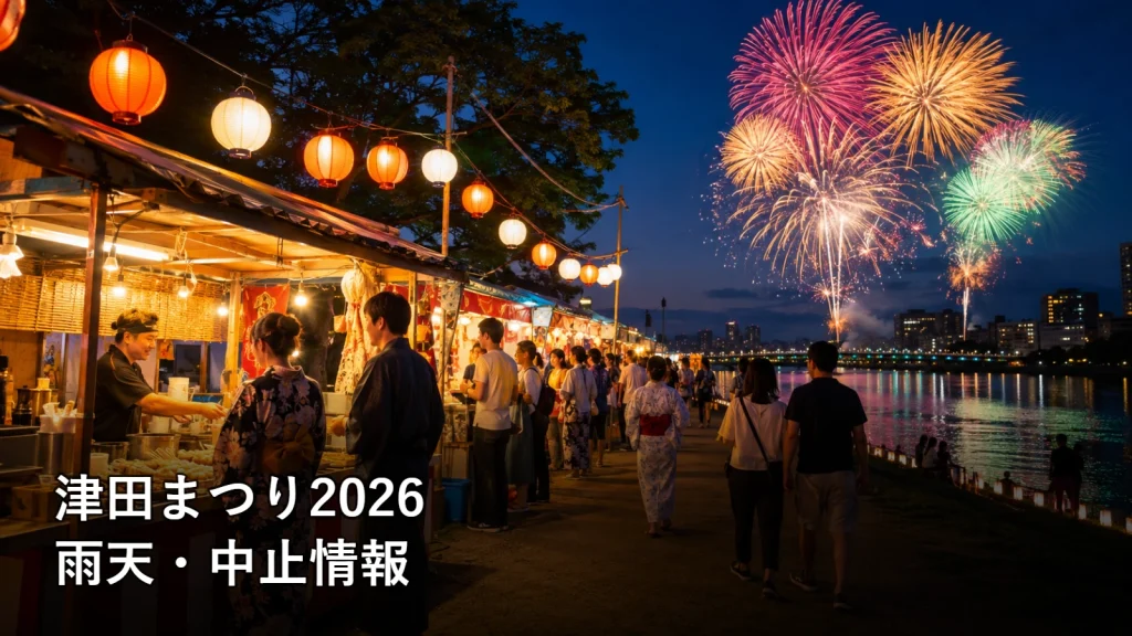 津田まつり2026の雨天・中止情報を紹介する画像