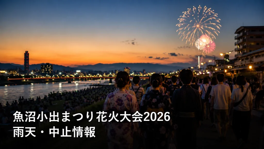 魚沼小出まつり花火大会2026の雨天・中止情報を紹介する画像