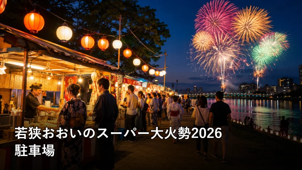 若狭おおいのスーパー大火勢2026の駐車場を紹介する画像