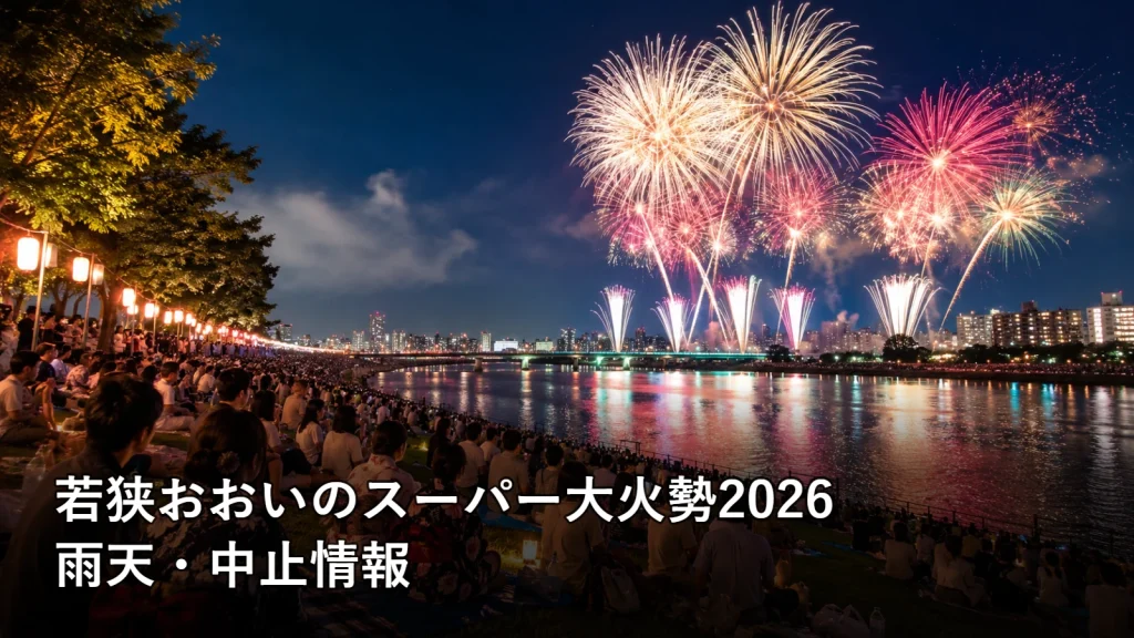 若狭おおいのスーパー大火勢2026の雨天・中止情報を紹介する画像
