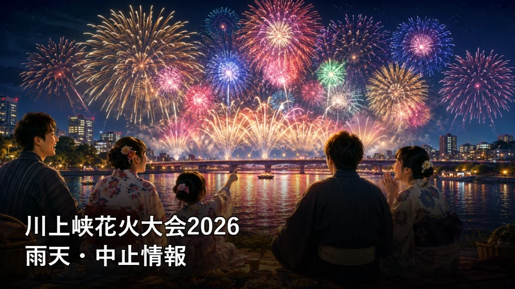 川上峡花火大会2026の雨天・中止情報を紹介する画像