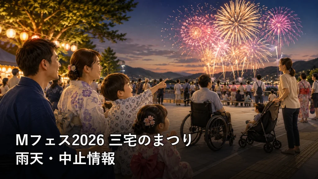 Mフェス2026 三宅のまつりの雨天・中止情報を紹介する画像
