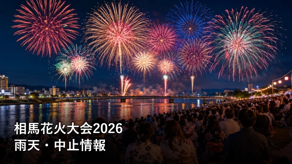 相馬花火大会2026の雨天・中止情報を紹介する画像