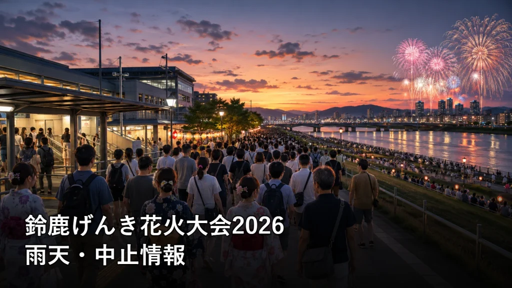 鈴鹿げんき花火大会2026の雨天・中止情報を紹介する画像